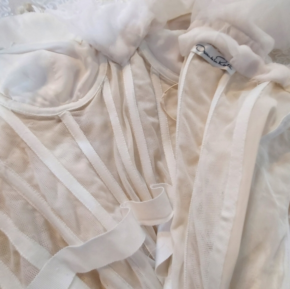 $9,000 OSCAR DE LA RENTA IVORY SILK CRYSTAL BEAD PEARL RUNWAY GOWN US M - Picture 6 of 16